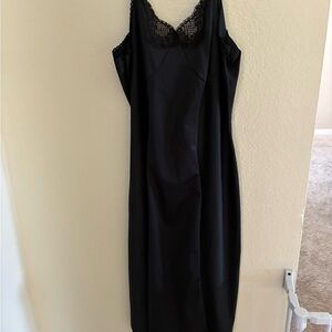 Elegant Black Lace Trim Slip Dress